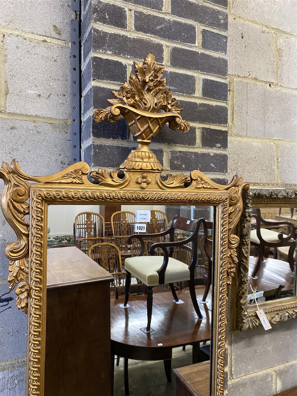 A 19th century giltwood and gesso wall mirror, width 73cm, height 138cm